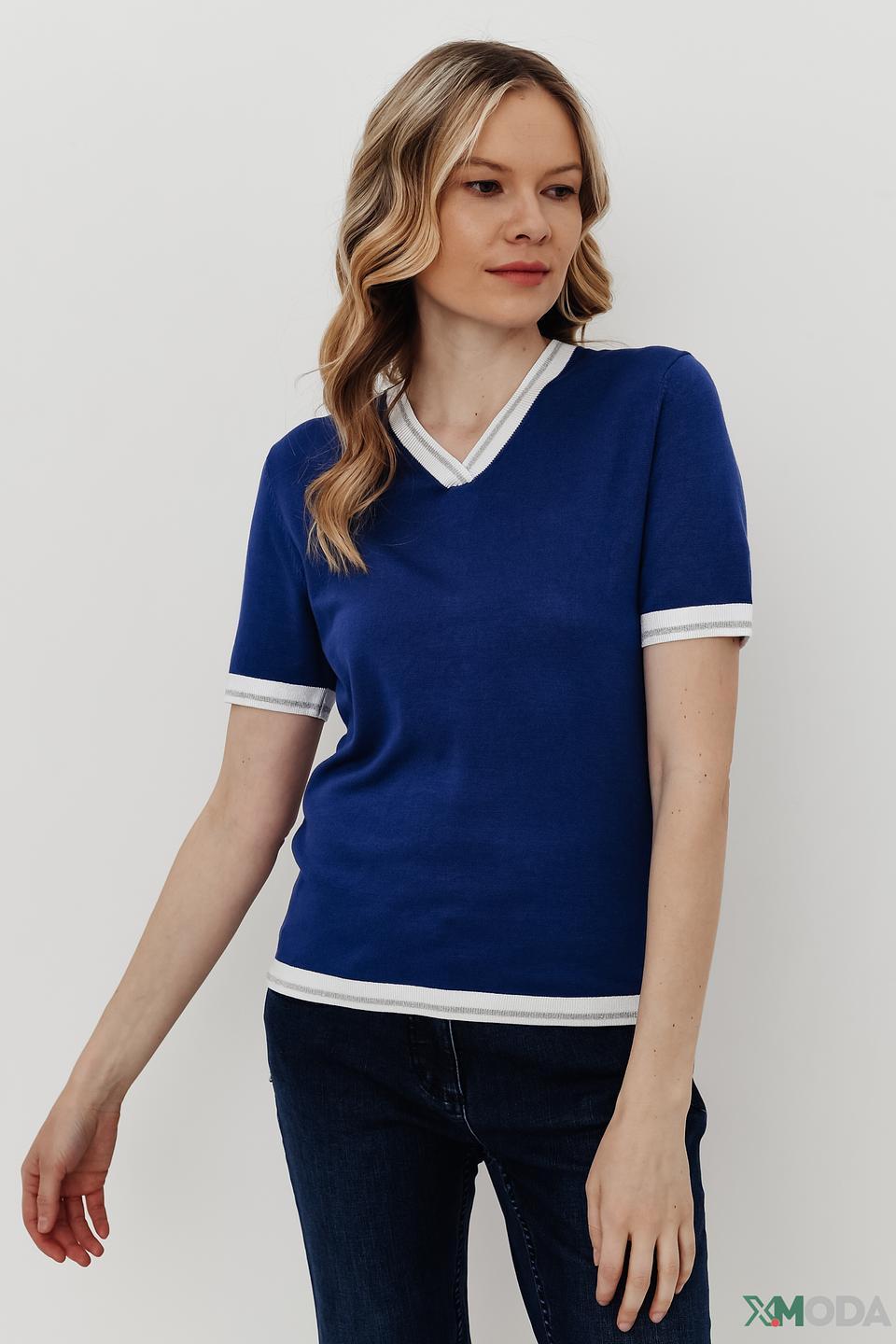 Пуловер Pezzo с V-образным вырезом синий