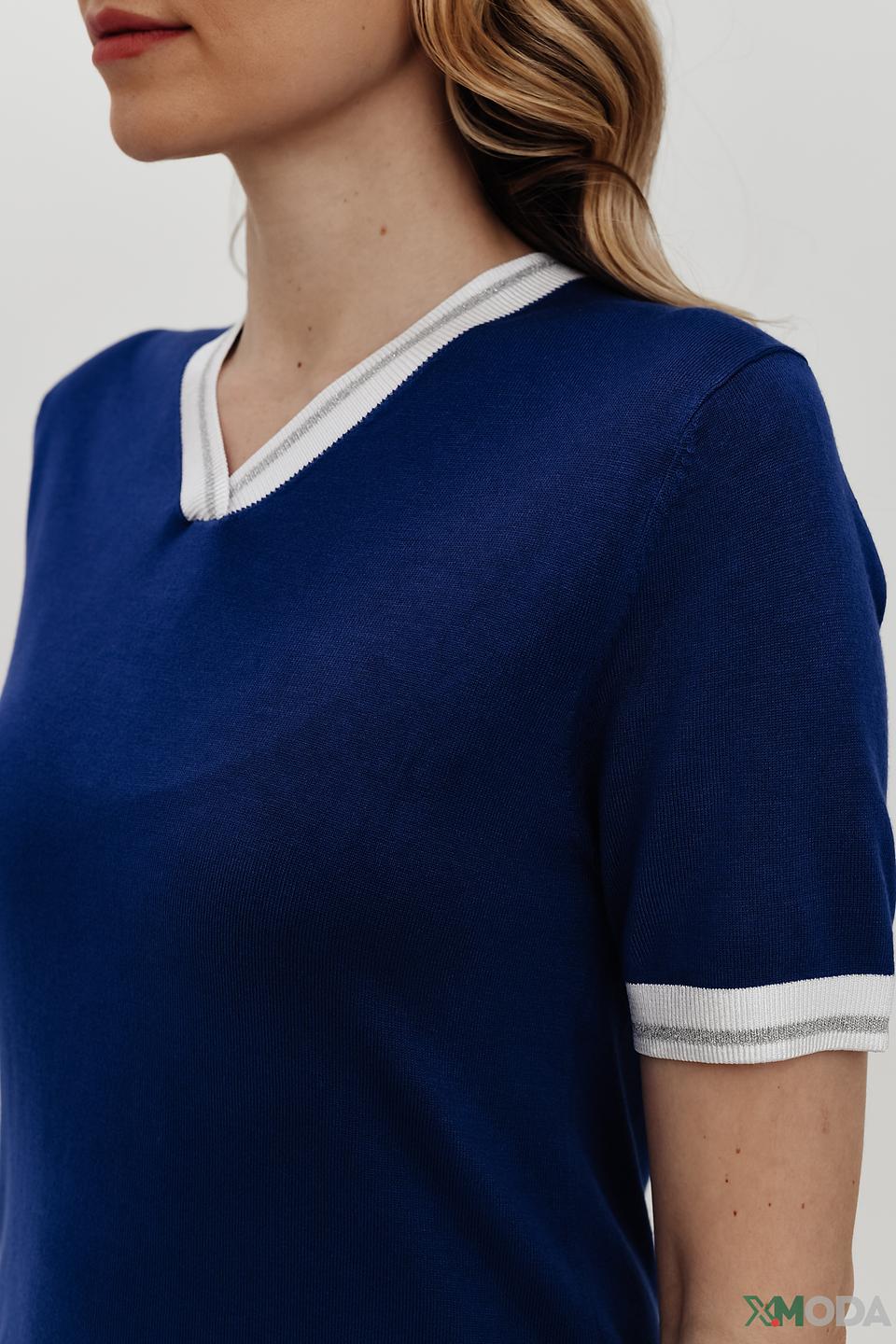 Пуловер Pezzo с V-образным вырезом синий