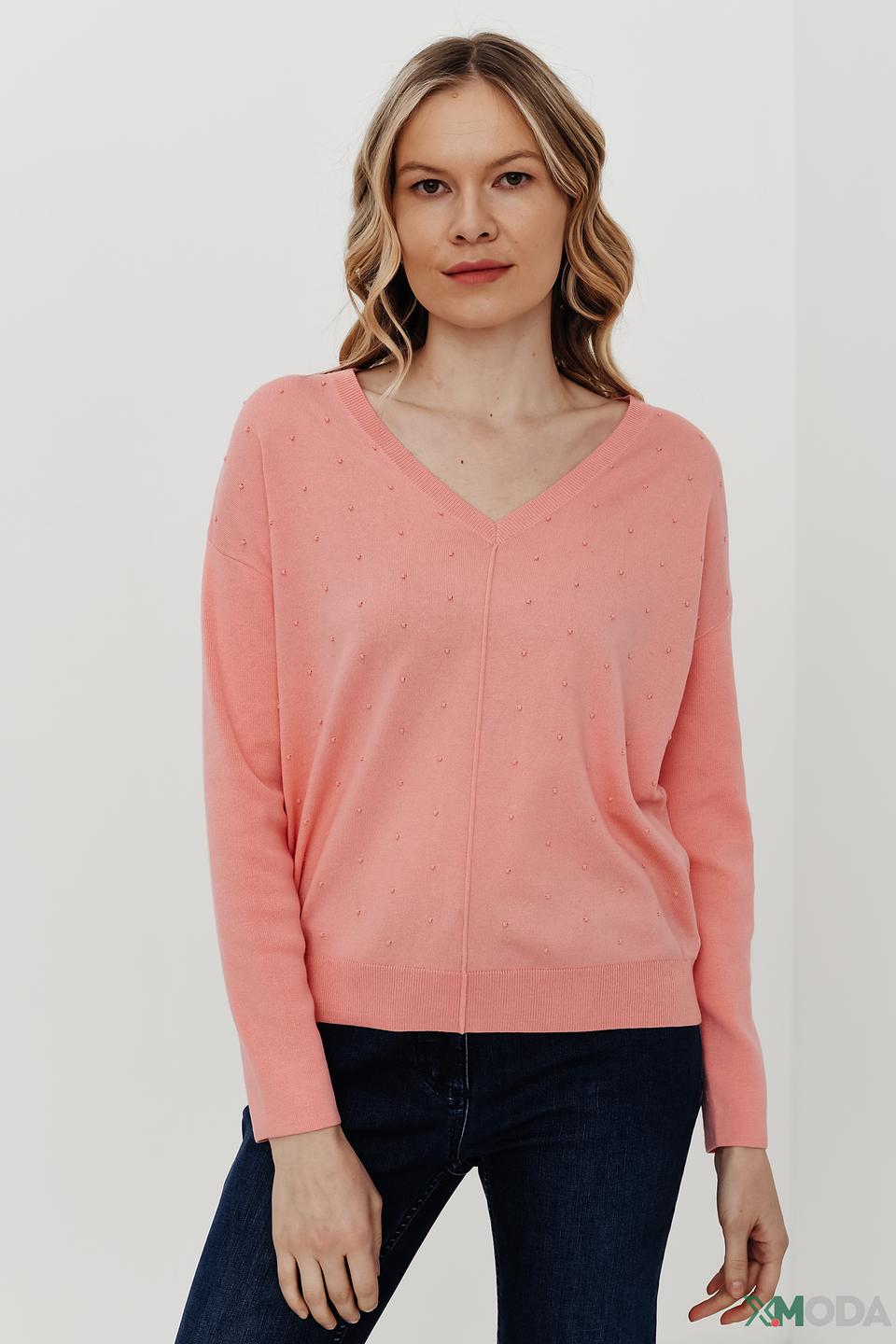 Пуловер Pezzo с бусинами розовый