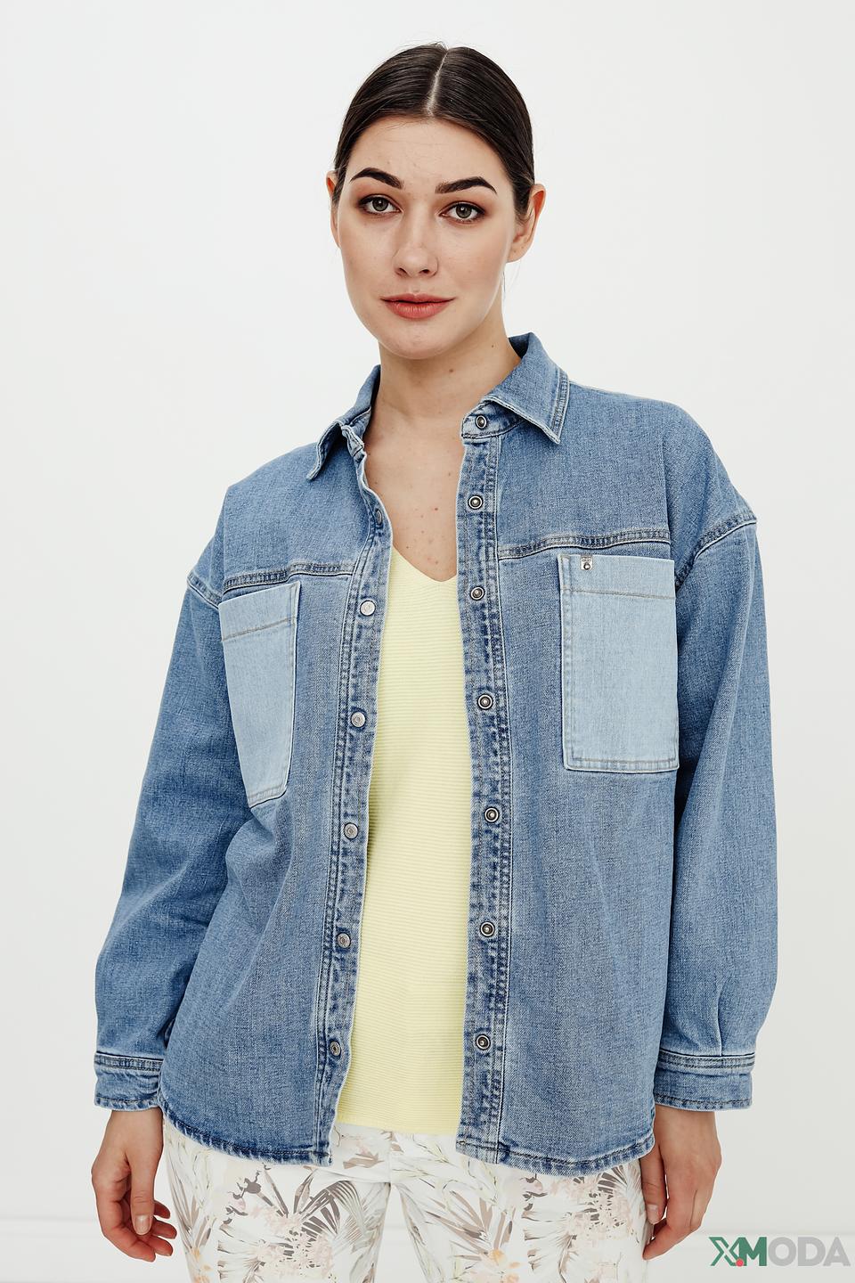 Рубашка UNQ джинсовая с карманами голубая