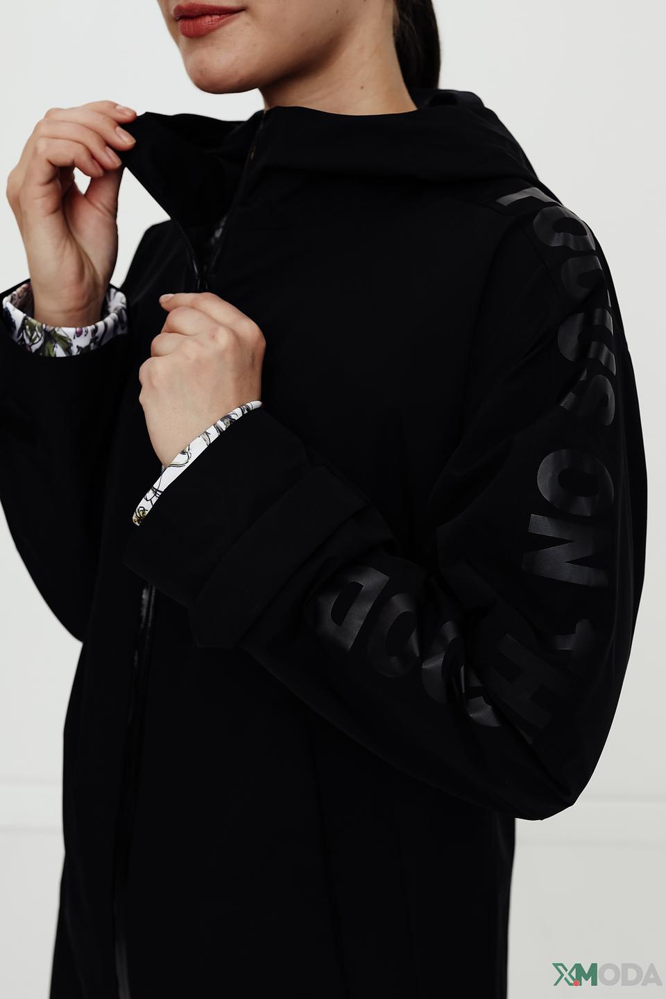 Плащ Bugatti чёрный с надписями