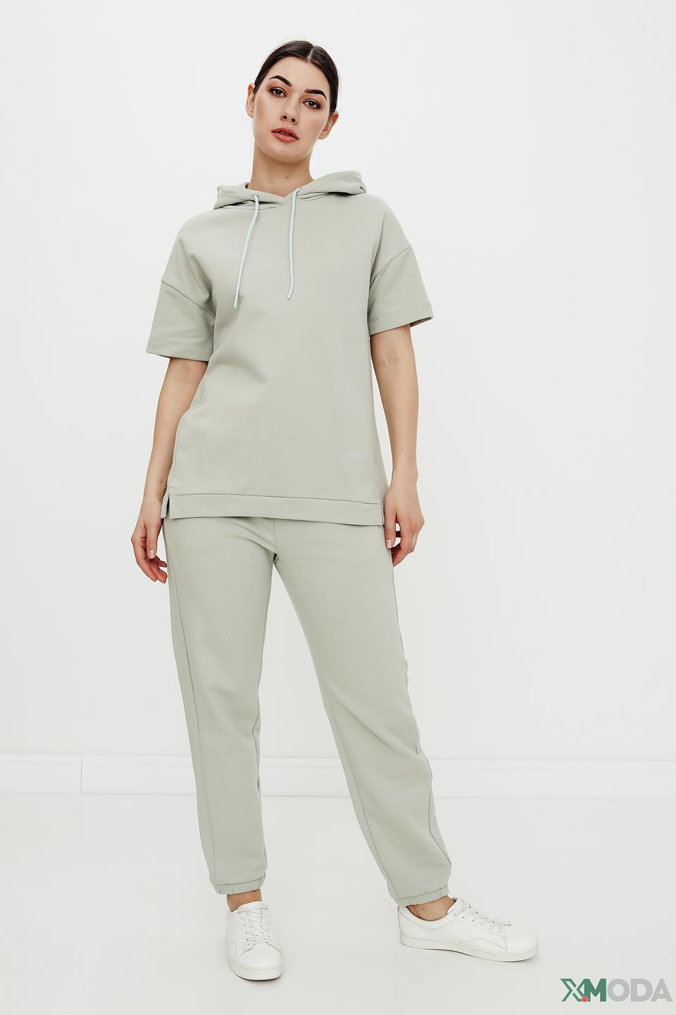 Пуловер Oui с капюшоном светло-серый