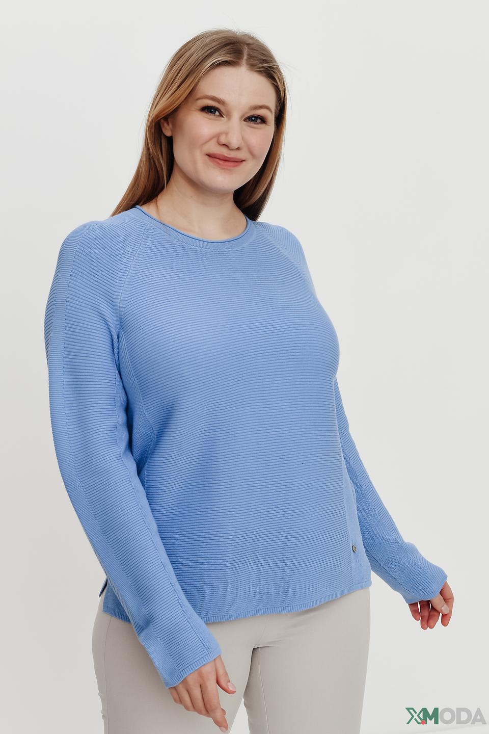 Пуловер Rabe collection голубой с текстурой