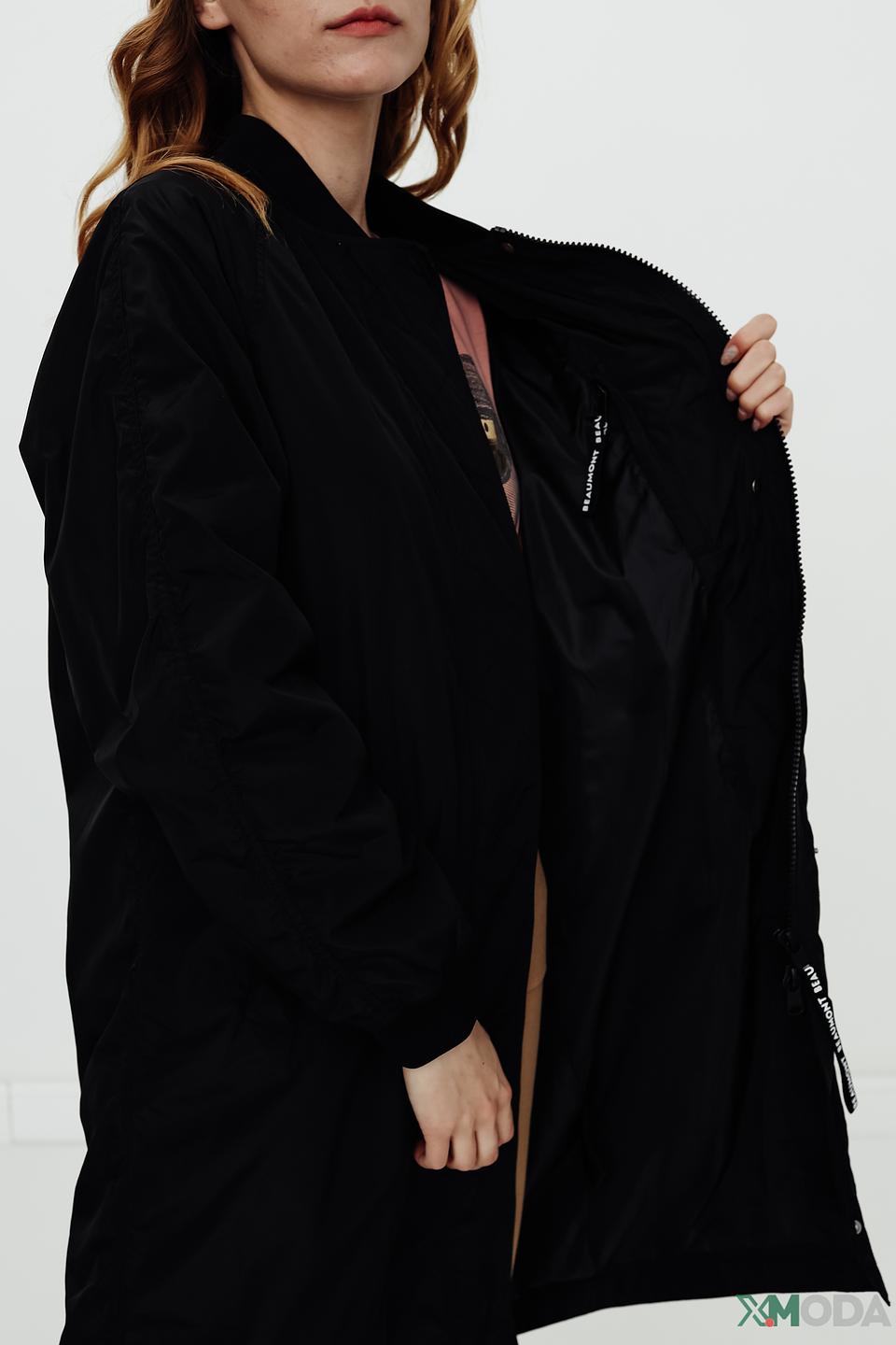 Куртка Beaumont черная длинная на молнии