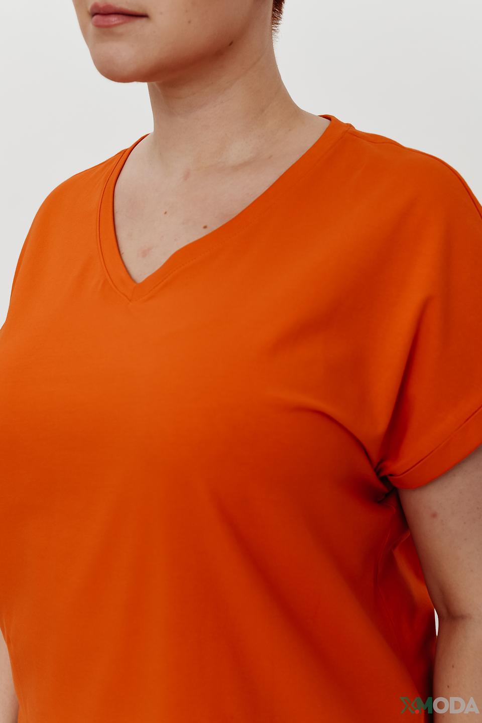 Футболка Samoon оранжевая с рукавом 3/4