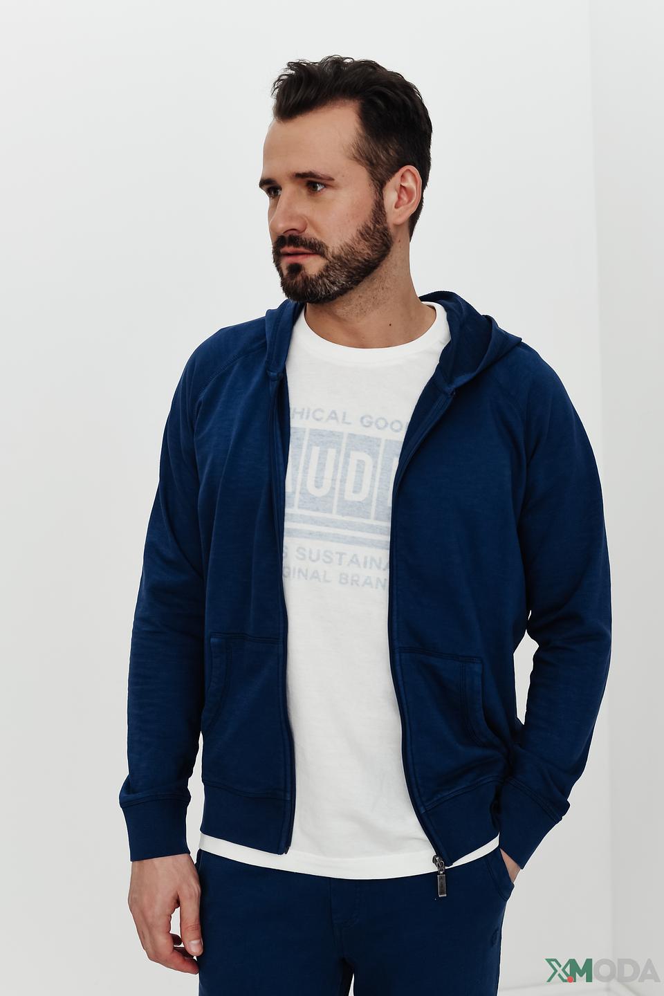 Кардиган Ragman синий с капюшоном