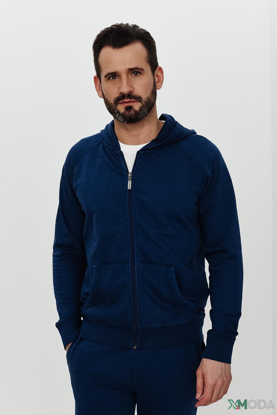 Кардиган Ragman синий с капюшоном