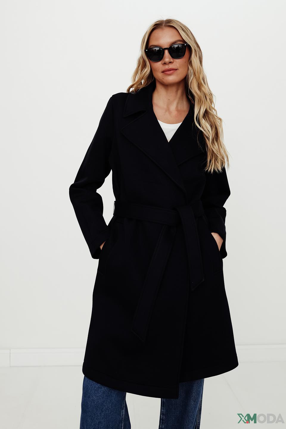 Пальто Schneiders чёрное с поясом