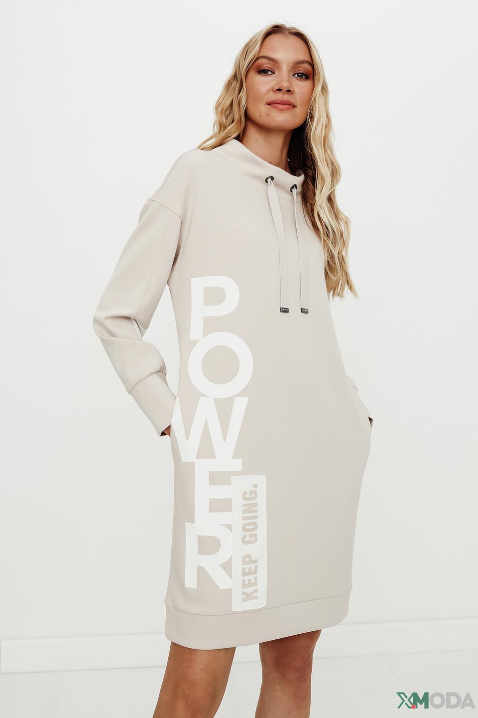 Платье Monari бежевое с надписью