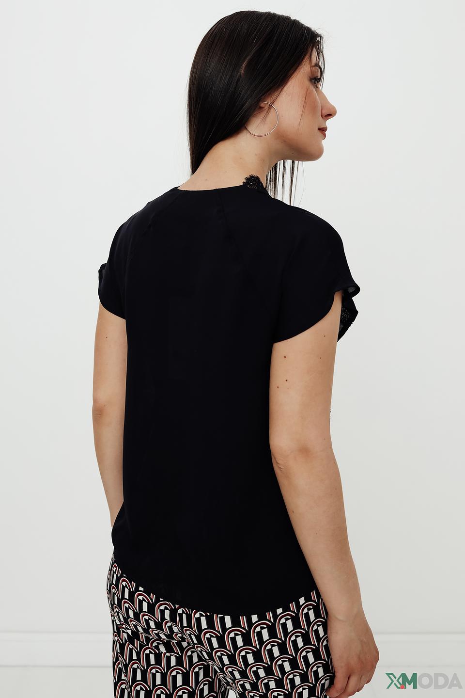 Блуза Pezzo с кружевом черная