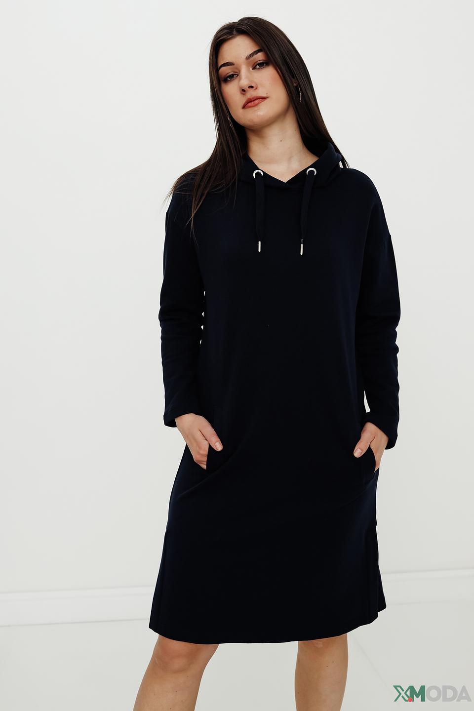 Платье Tom Tailor с капюшоном тёмно-синее