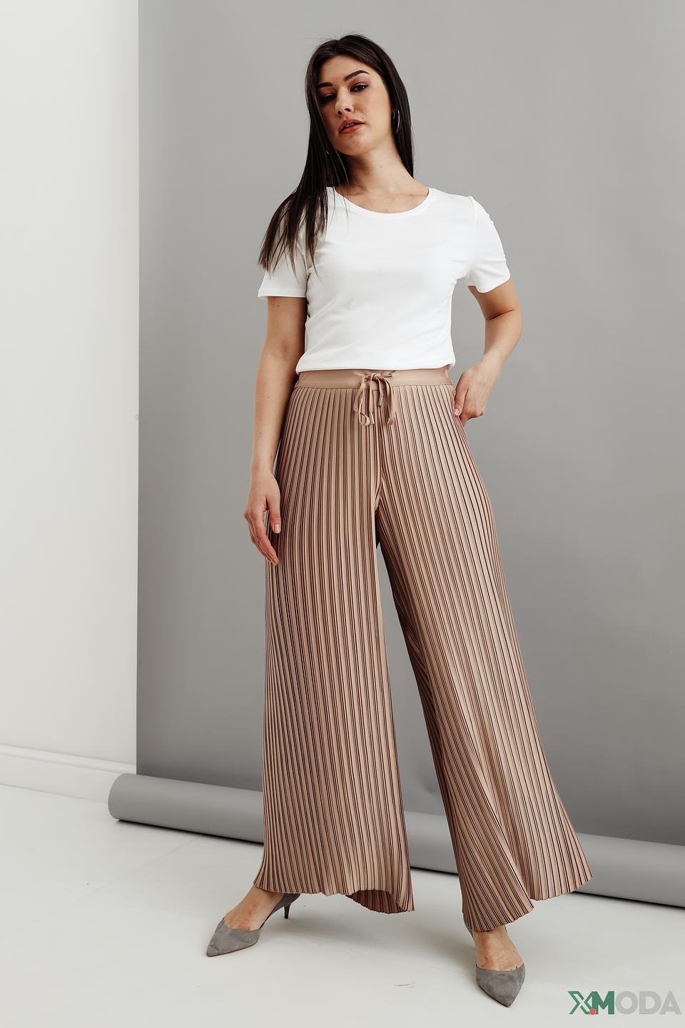 Брюки Mos Mosh в полоску бежевые