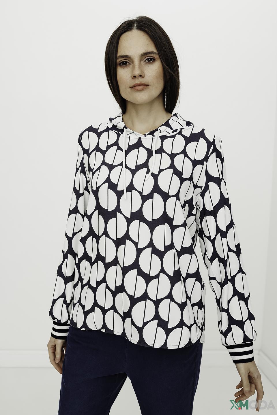 Блуза Tuzzi с капюшоном в горошек