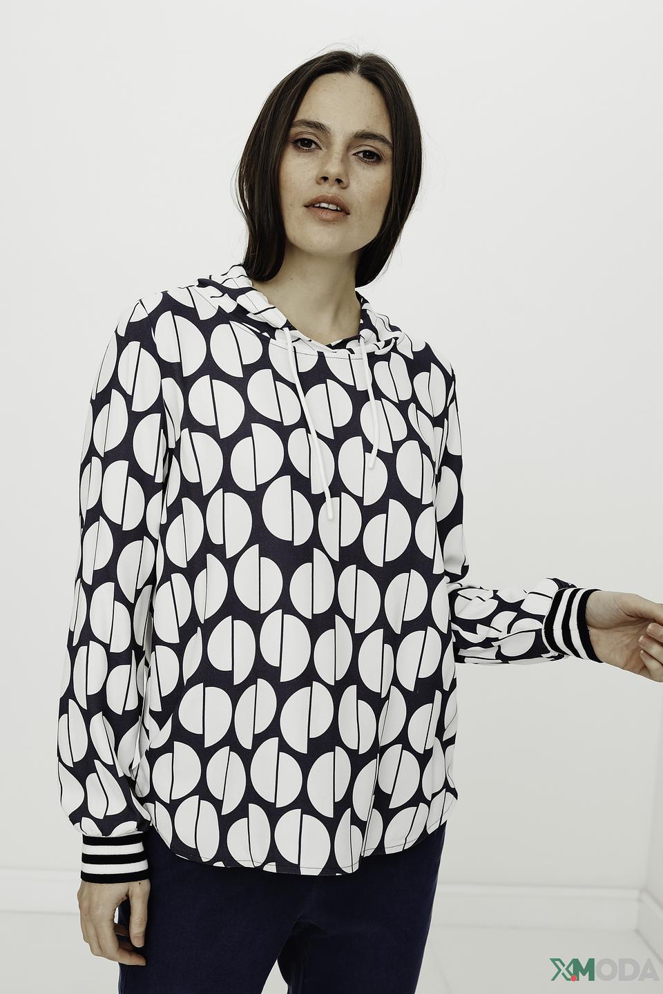 Блуза Tuzzi с капюшоном в горошек