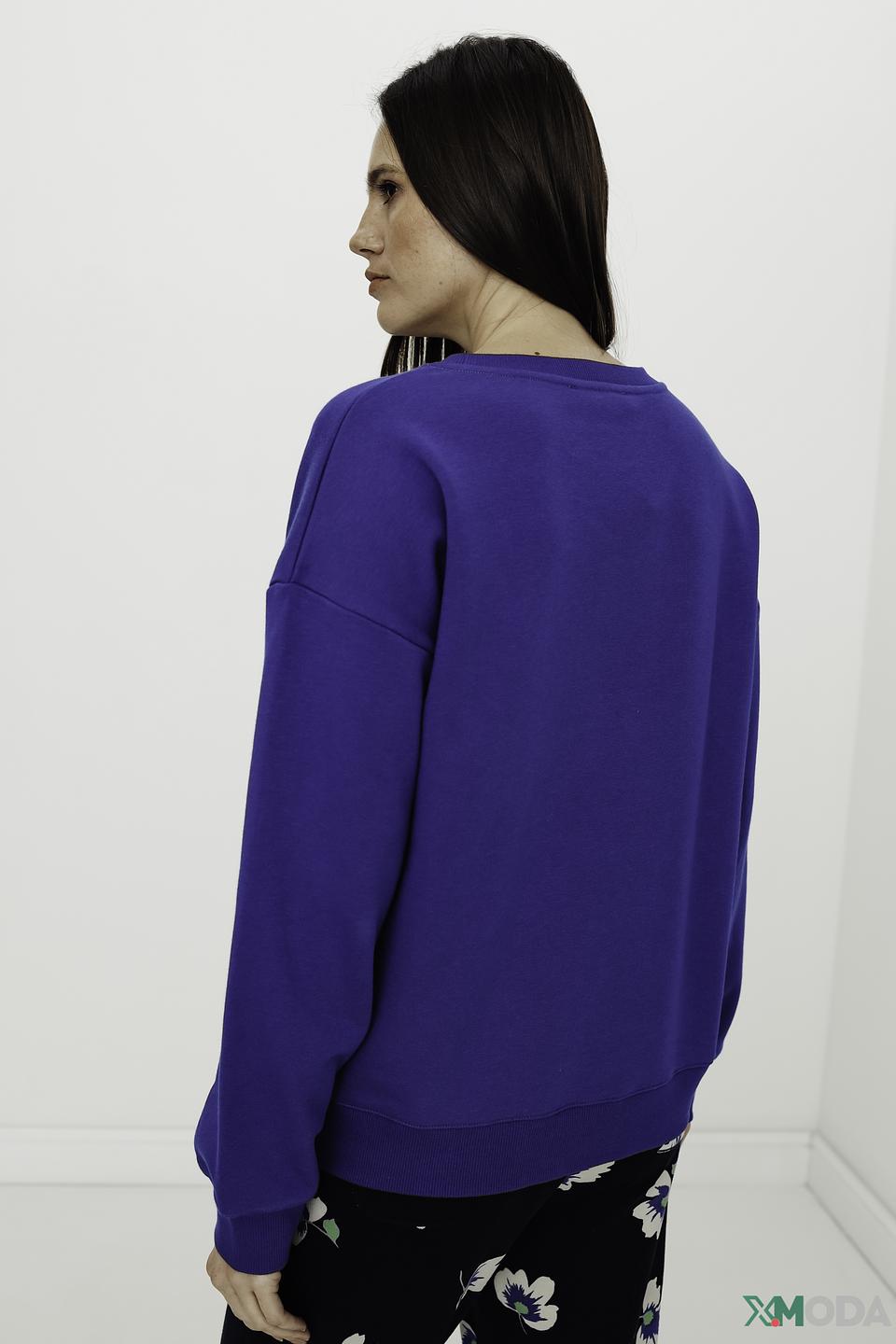 Пуловер Oui синий с вышивкой