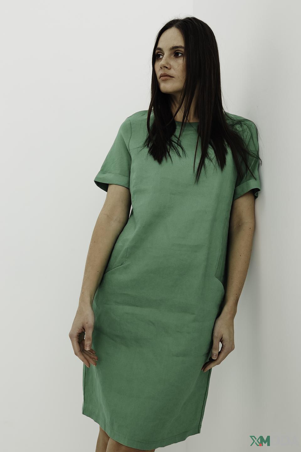 Платье Oui лен зеленое