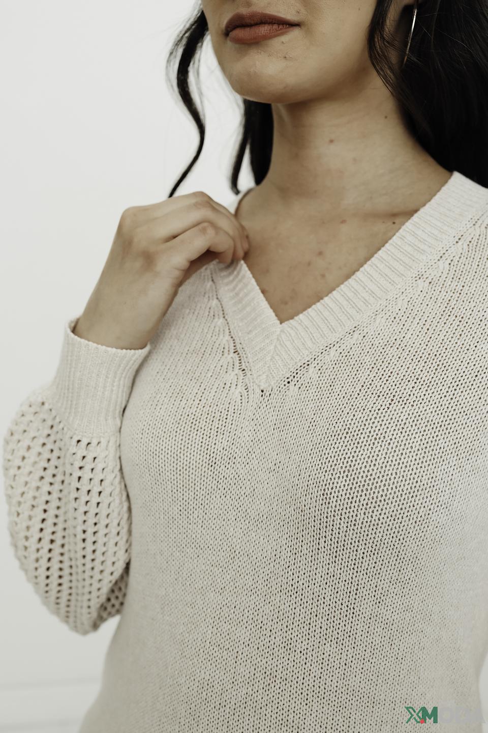 Пуловер Catnoir с V-образным вырезом бежевый