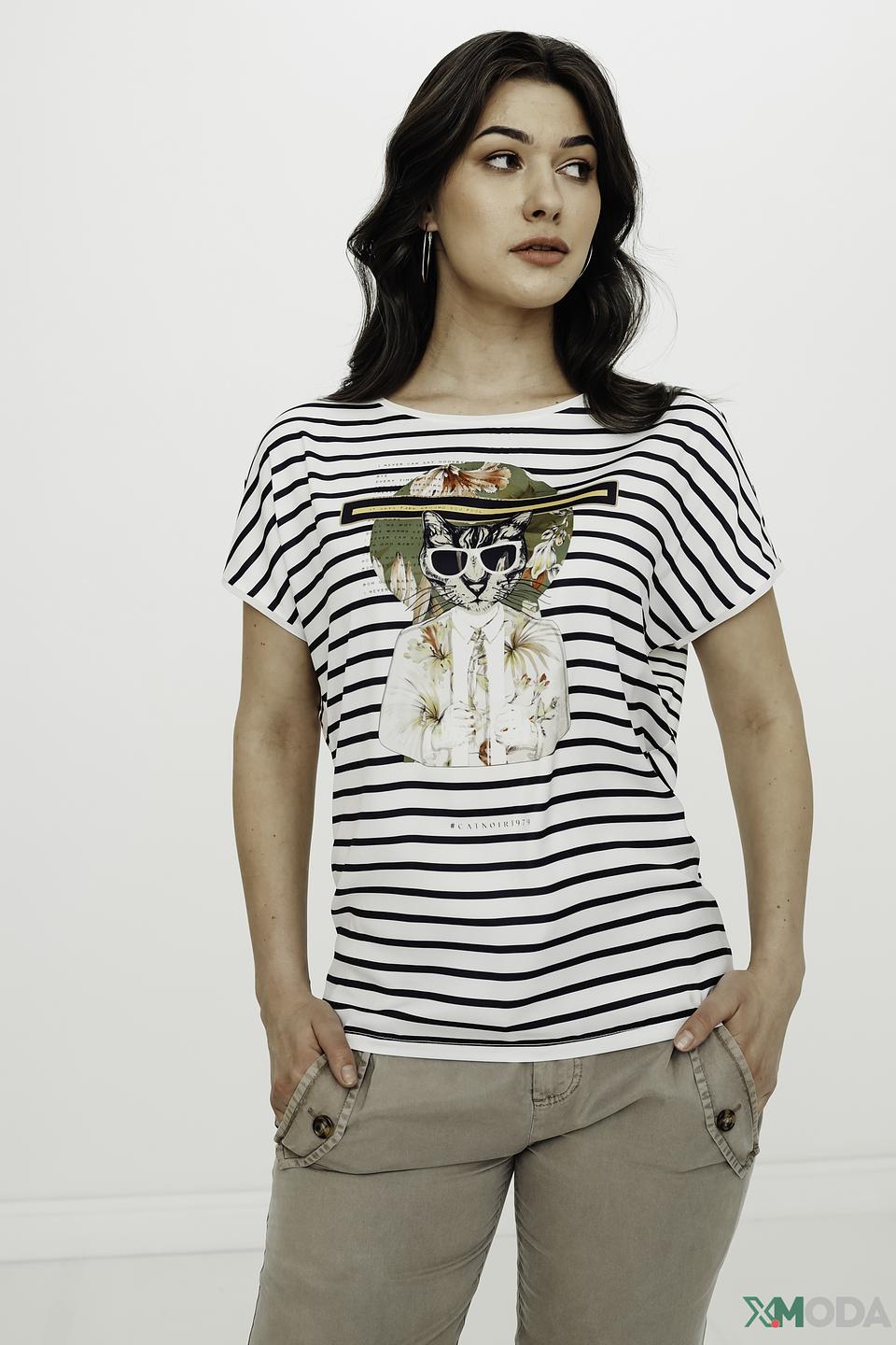 Футболка Catnoir в полоску с кошкой