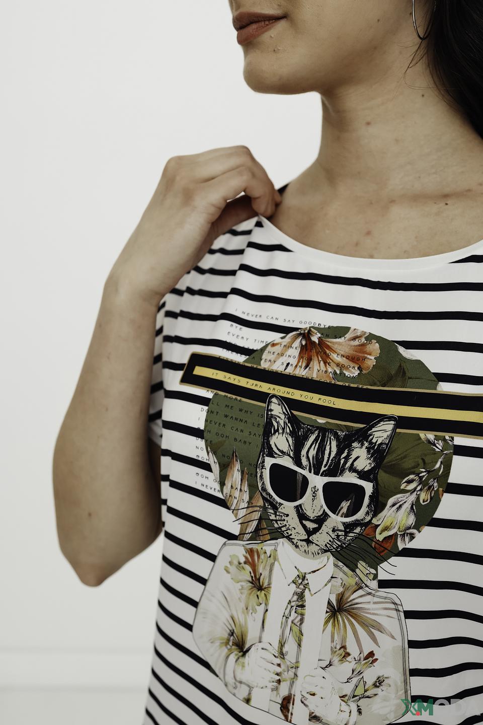 Футболка Catnoir в полоску с кошкой