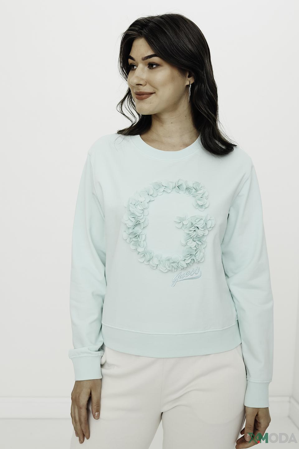 Джемпер Guess с цветами мятный