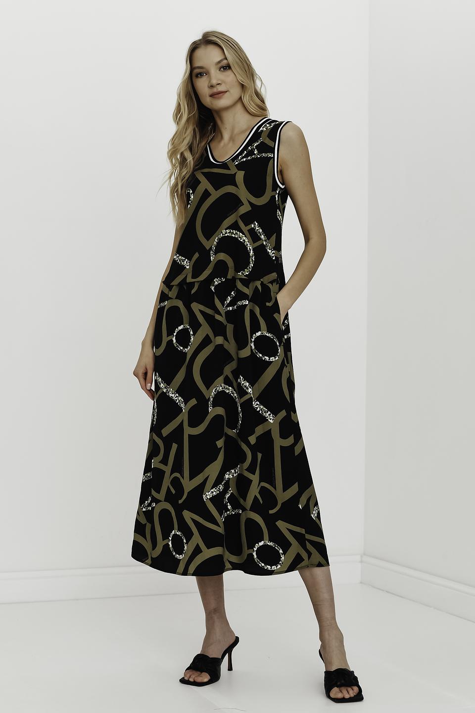 Платье Marc Cain Sports с принтом чёрное