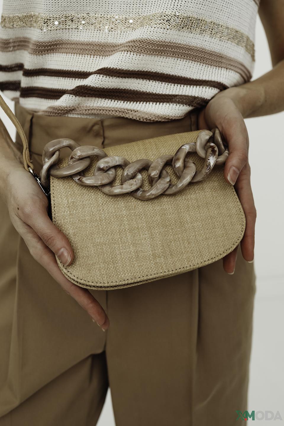 Сумка Unisa с цепью бежевая