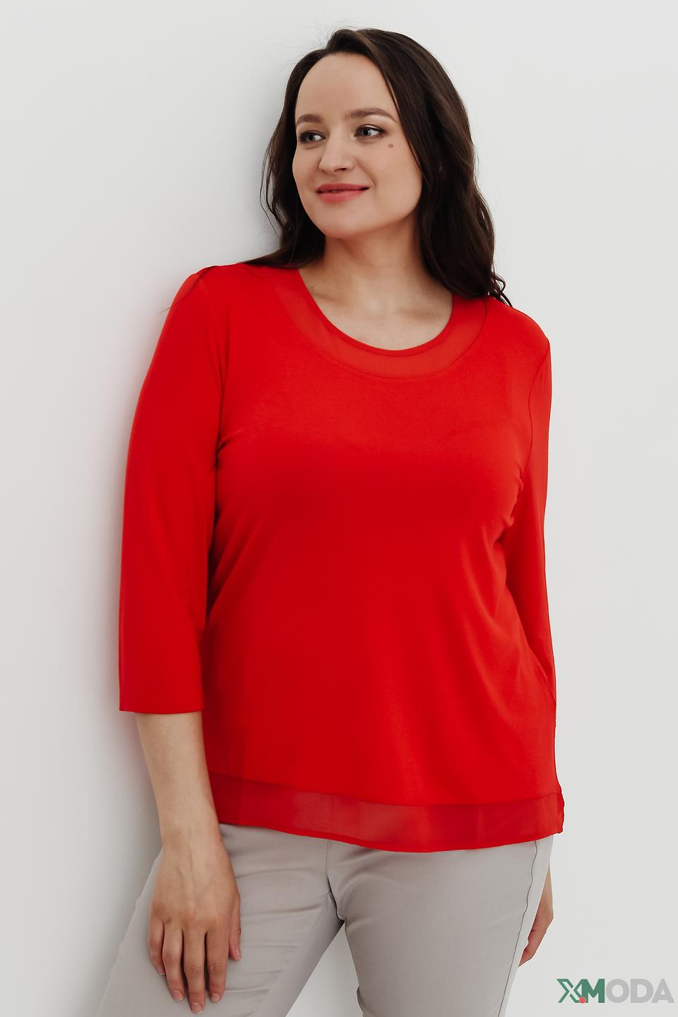 Блуза Lebek с драпировкой красная
