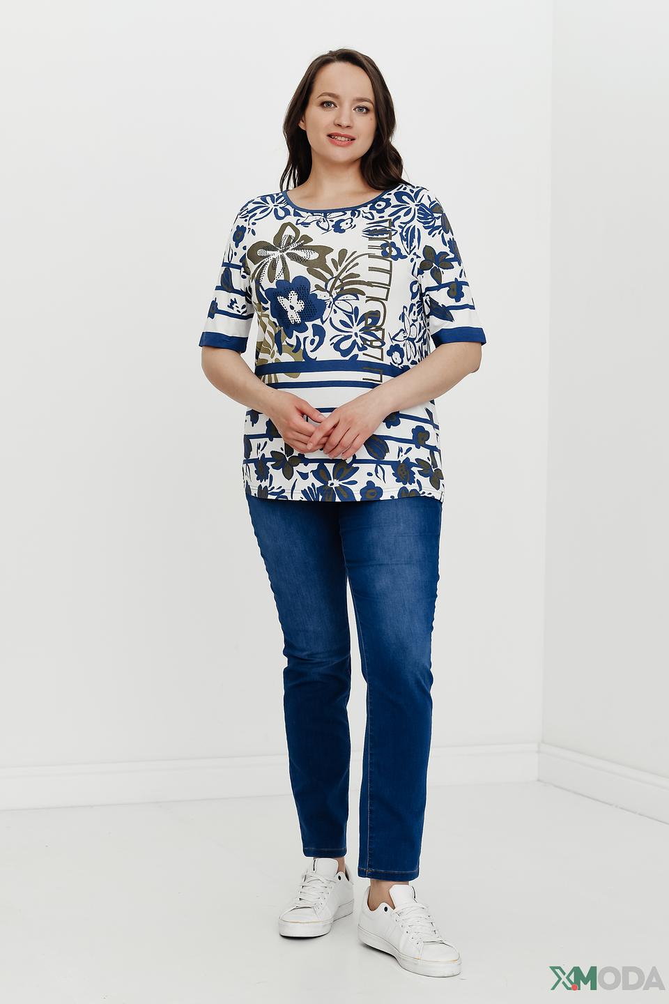 Джинсы Samoon с эластичным поясом синие