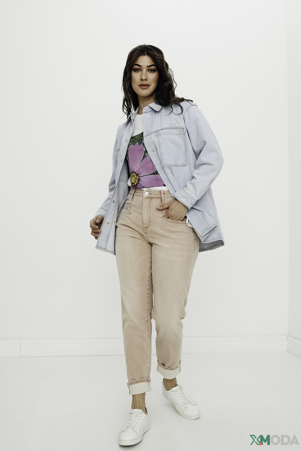 Брюки MAC слим-фит пудровый