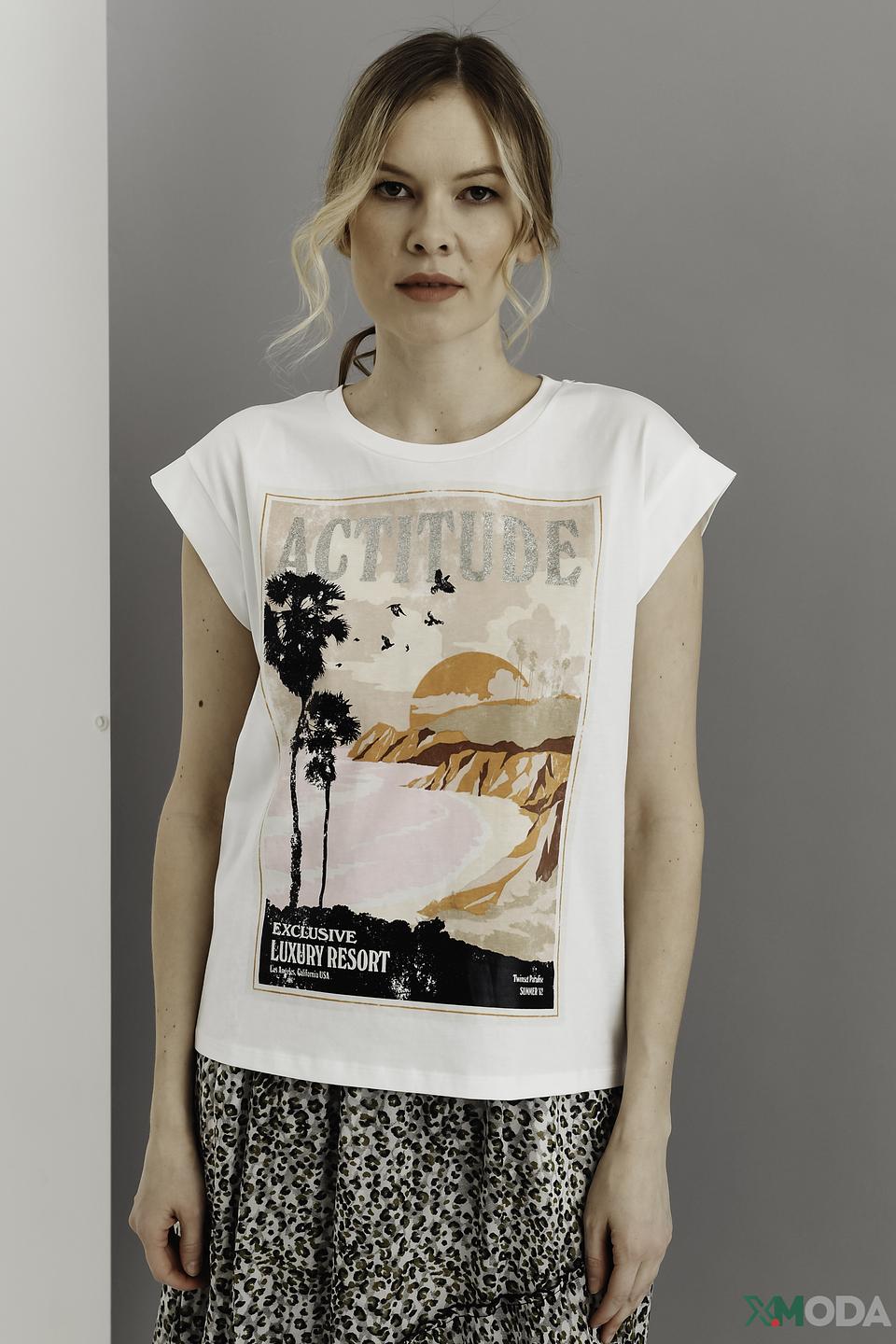 Футболка Twin Set с принтом "Attitude"