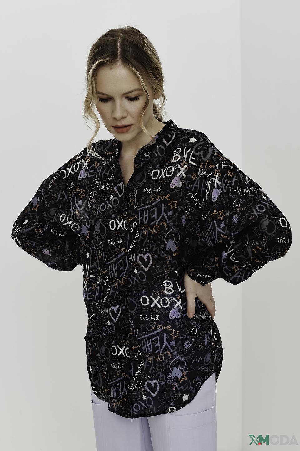 Блуза Luisa Cerano с принтом чёрная