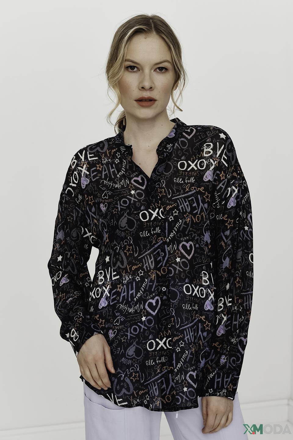 Блуза Luisa Cerano с принтом чёрная