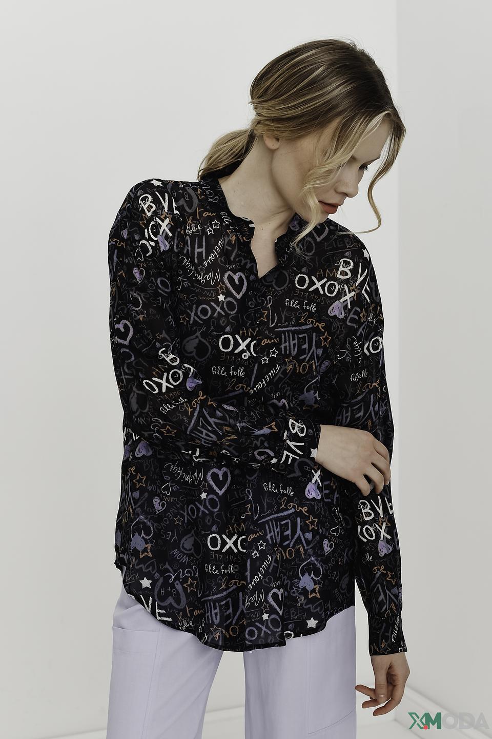 Блуза Luisa Cerano с принтом чёрная