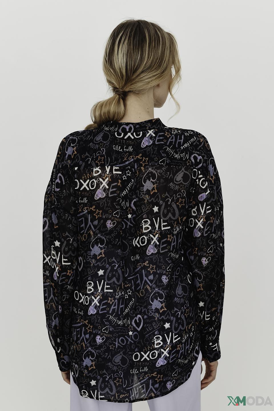 Блуза Luisa Cerano с принтом чёрная