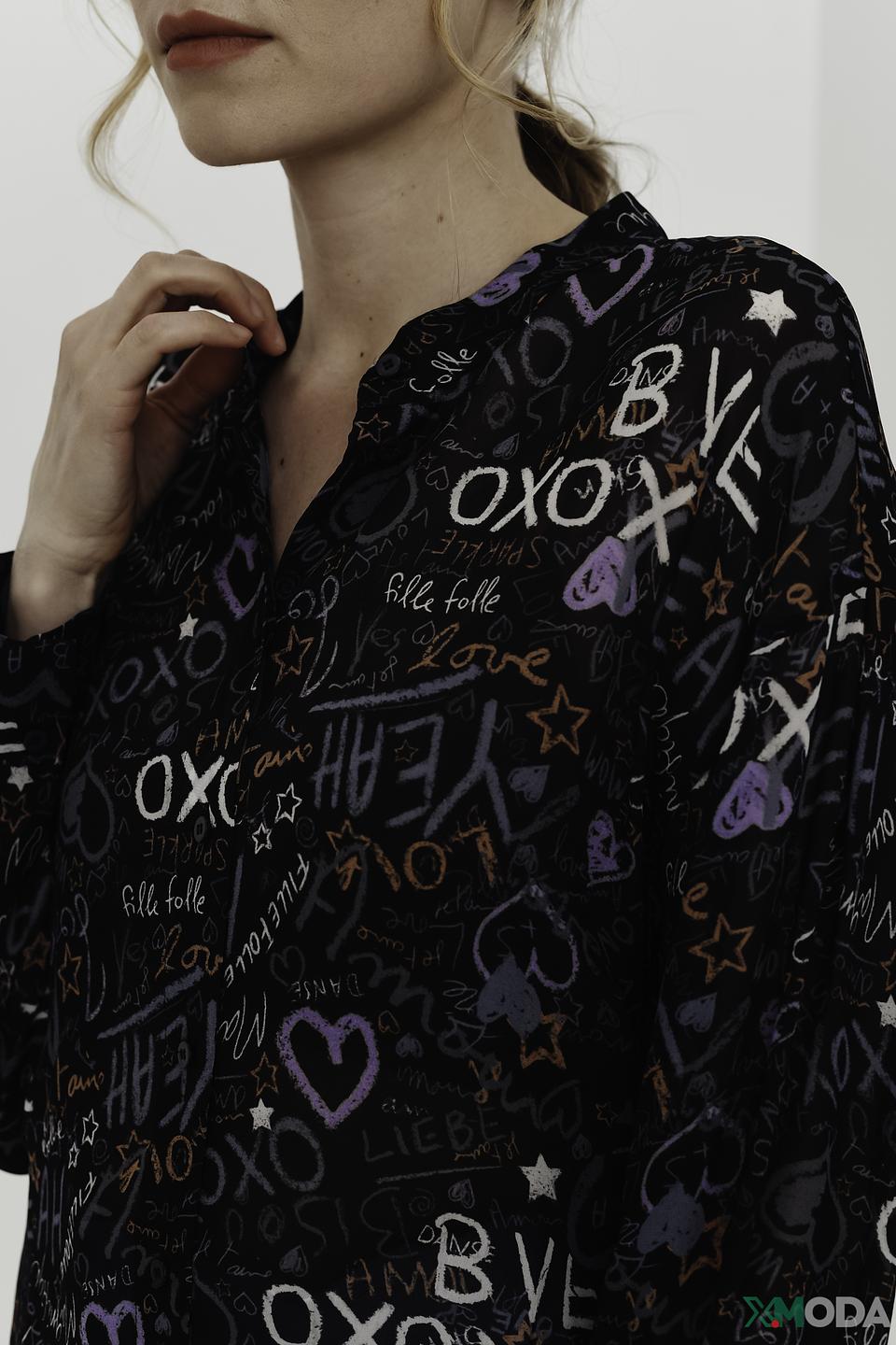 Блуза Luisa Cerano с принтом чёрная