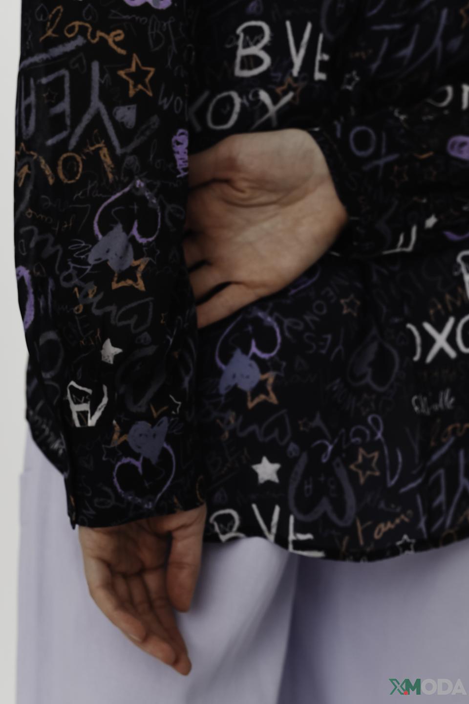 Блуза Luisa Cerano с принтом чёрная