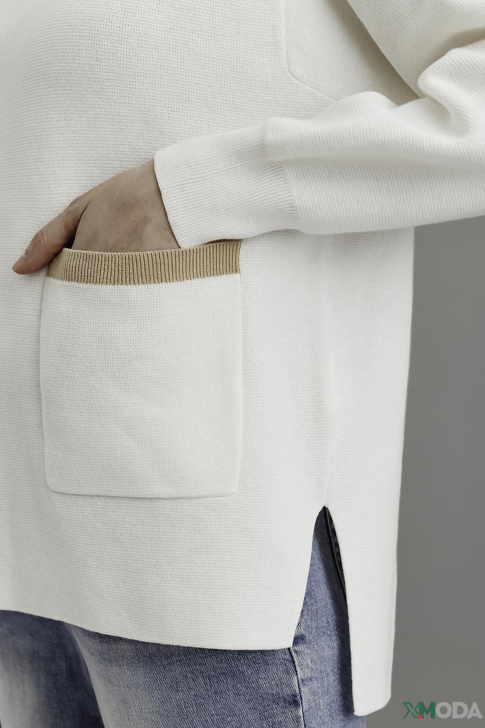 Пуловер Oui с карманом молочный