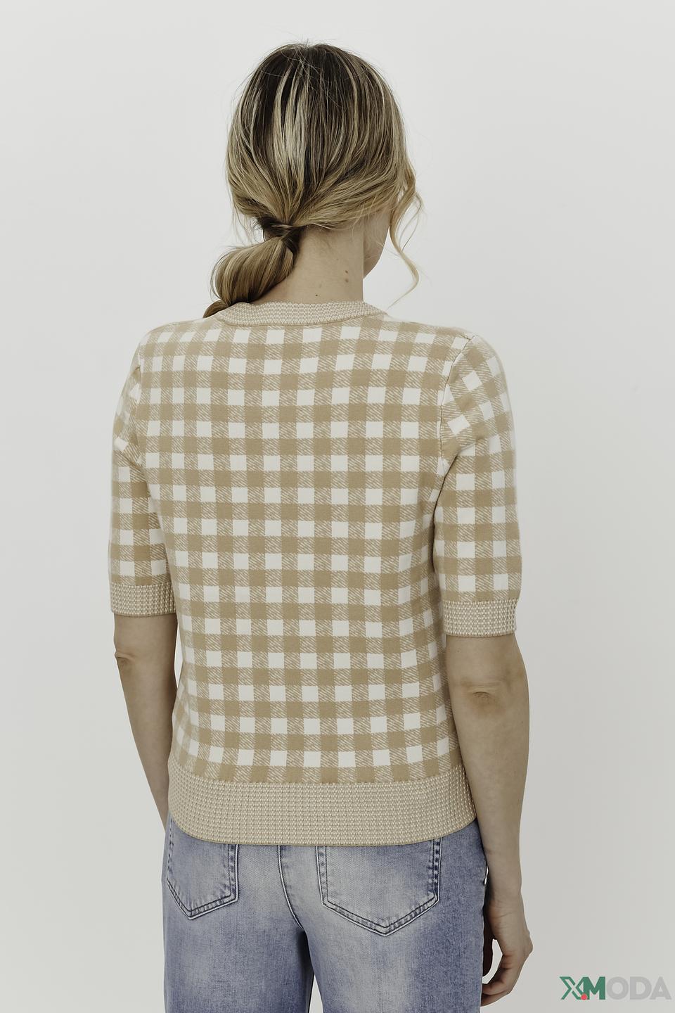 Пуловер Oui в клетку бежевый