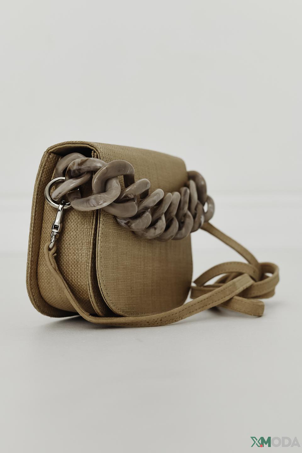 Сумка Unisa с цепью бежевая