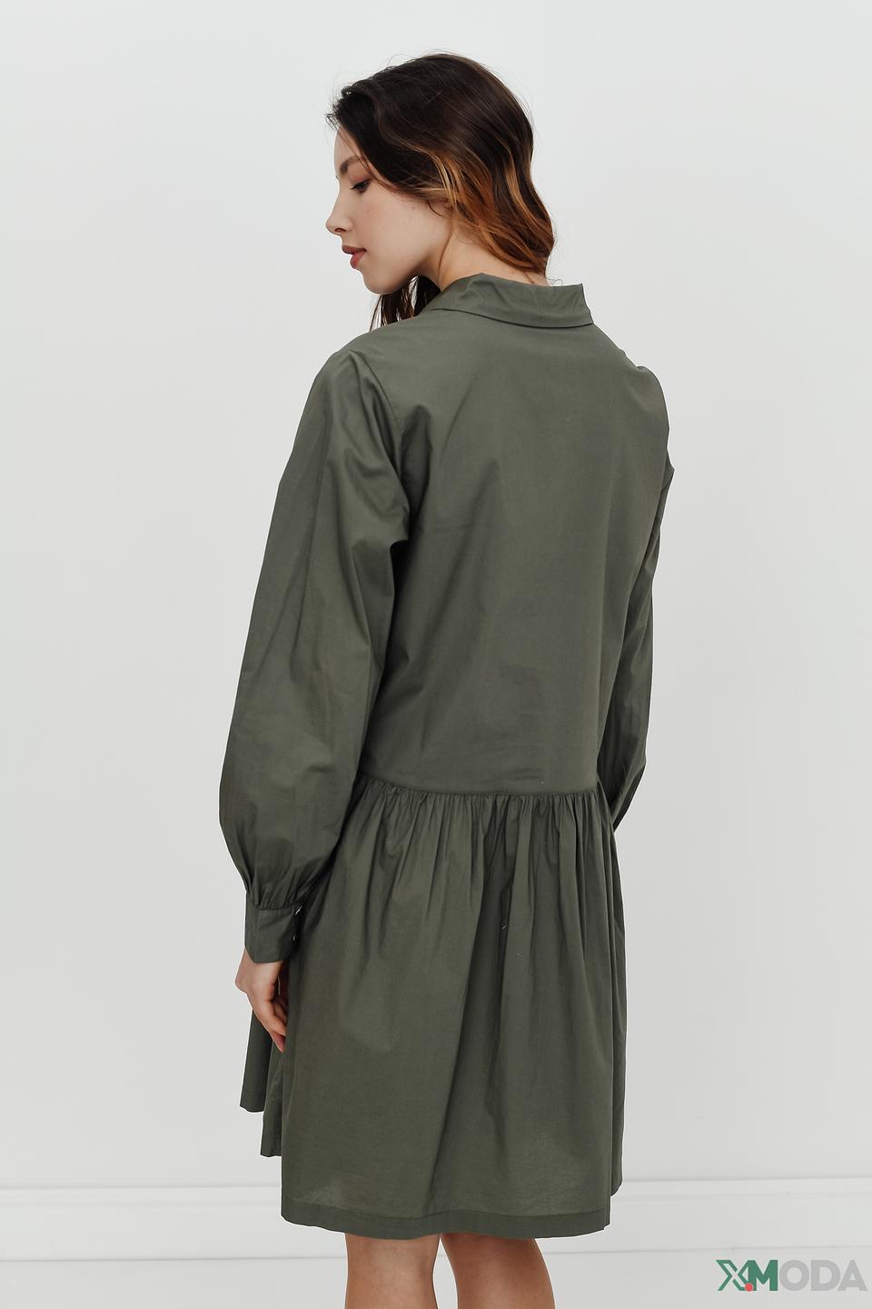 Платье рубашка QS оливковое