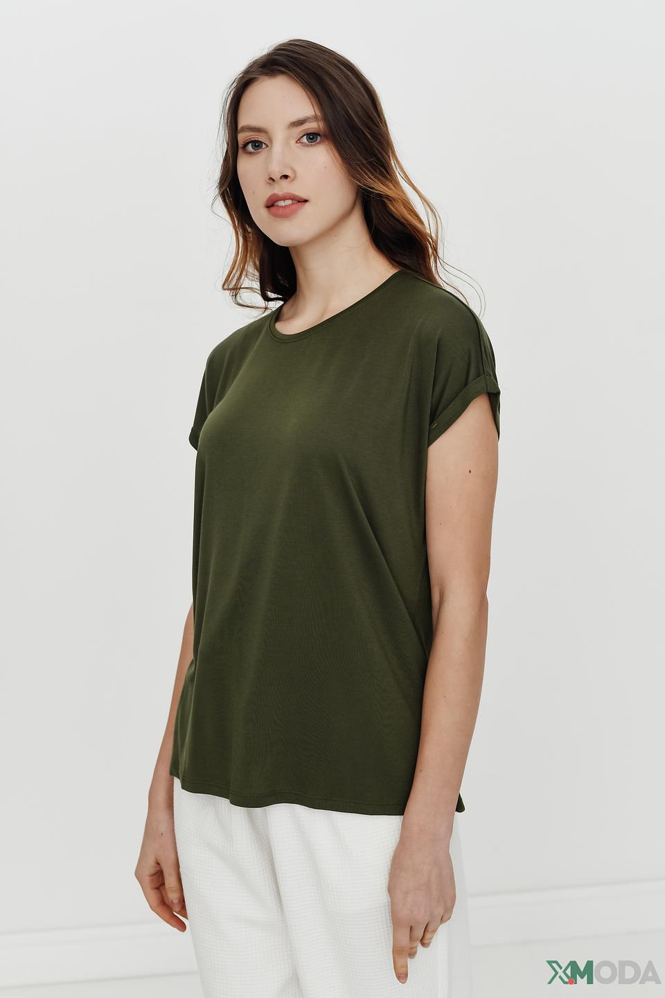 Футболка Tom Tailor хаки с рукавами-крылышками