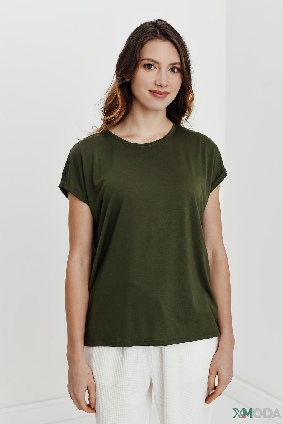 Футболка Tom Tailor хаки с рукавами-крылышками