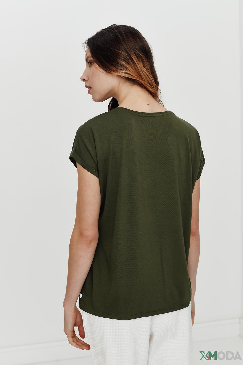 Футболка Tom Tailor хаки с рукавами-крылышками