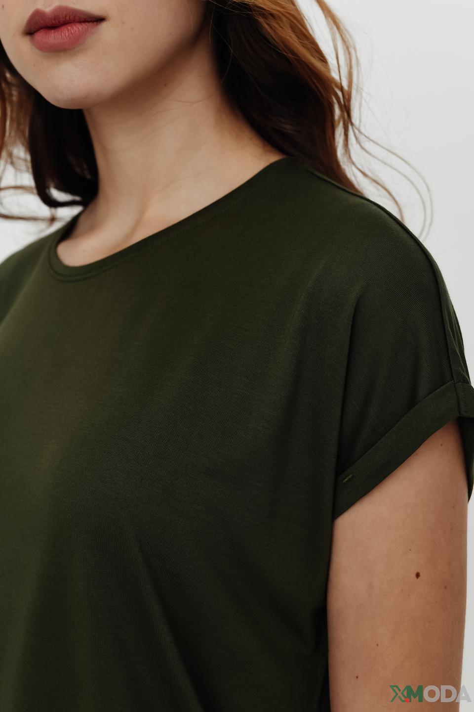 Футболка Tom Tailor хаки с рукавами-крылышками