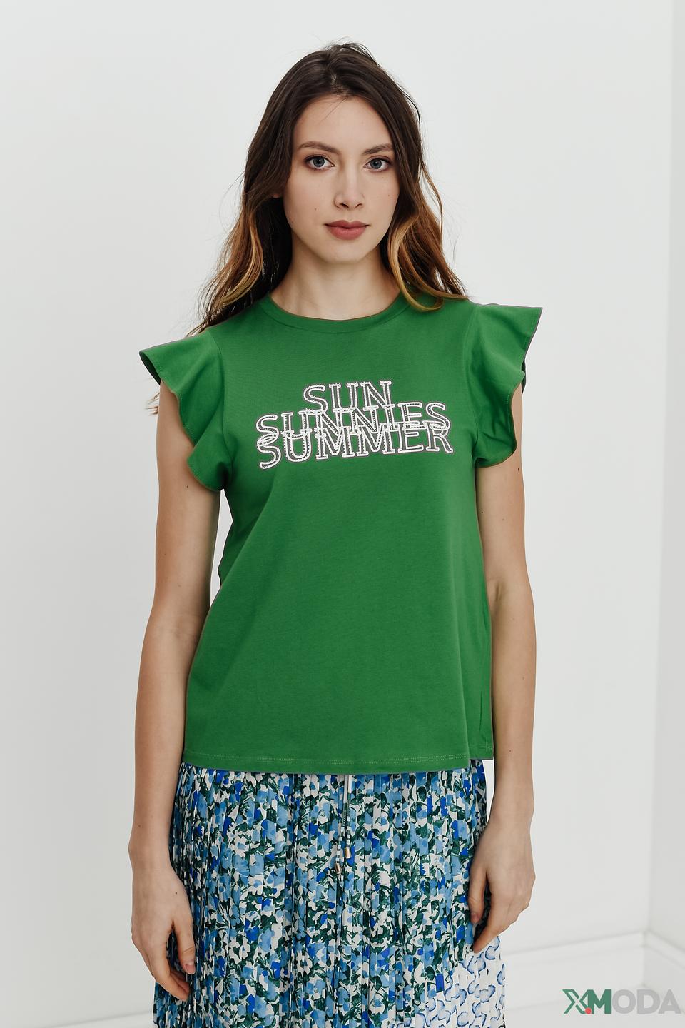 Футболка Rich and Royal зелёная с принтом