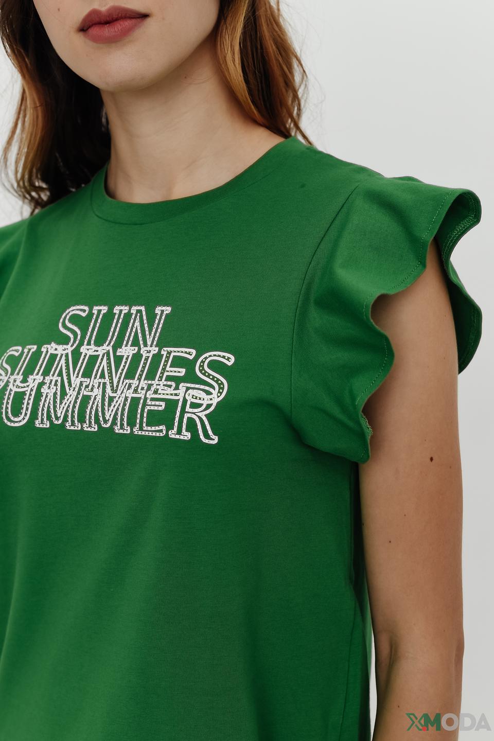 Футболка Rich and Royal зелёная с принтом