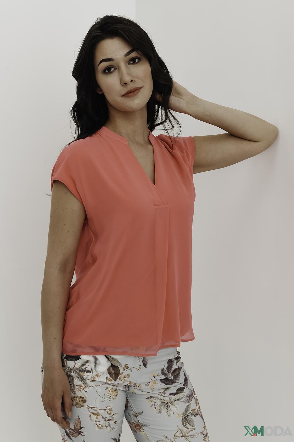 Блуза SE Stenau кораллового цвета без узора