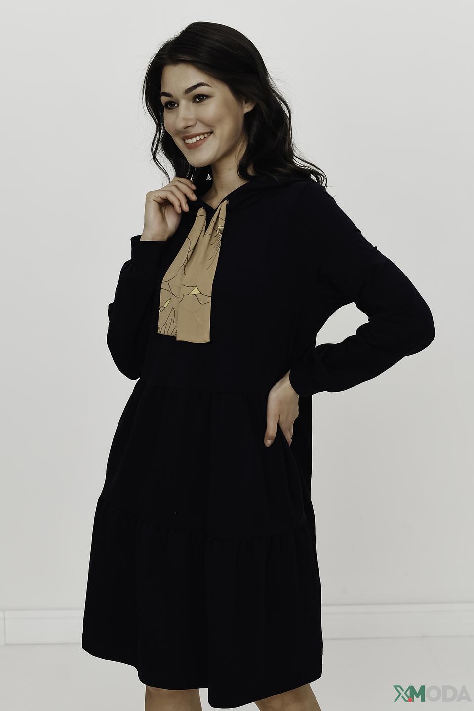 Платье Betty and Co с капюшоном чёрное