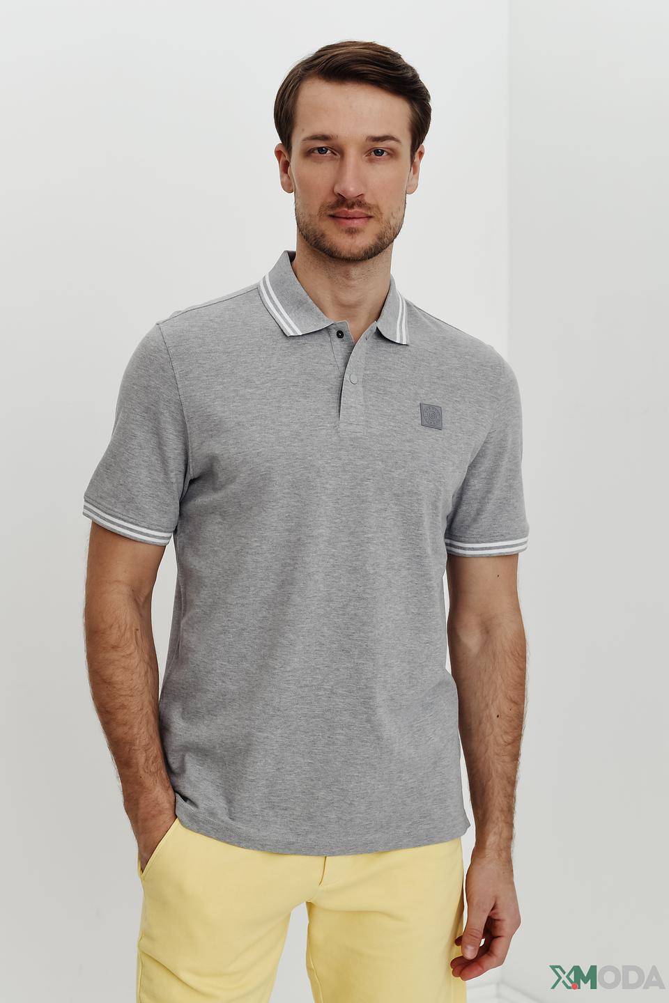 Поло Bugatti серое с логотипом