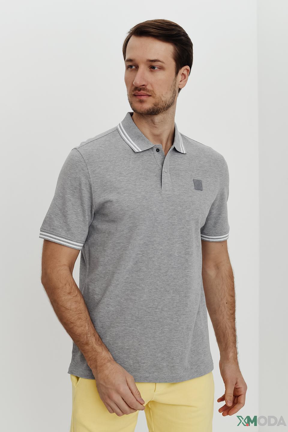 Поло Bugatti серое с логотипом